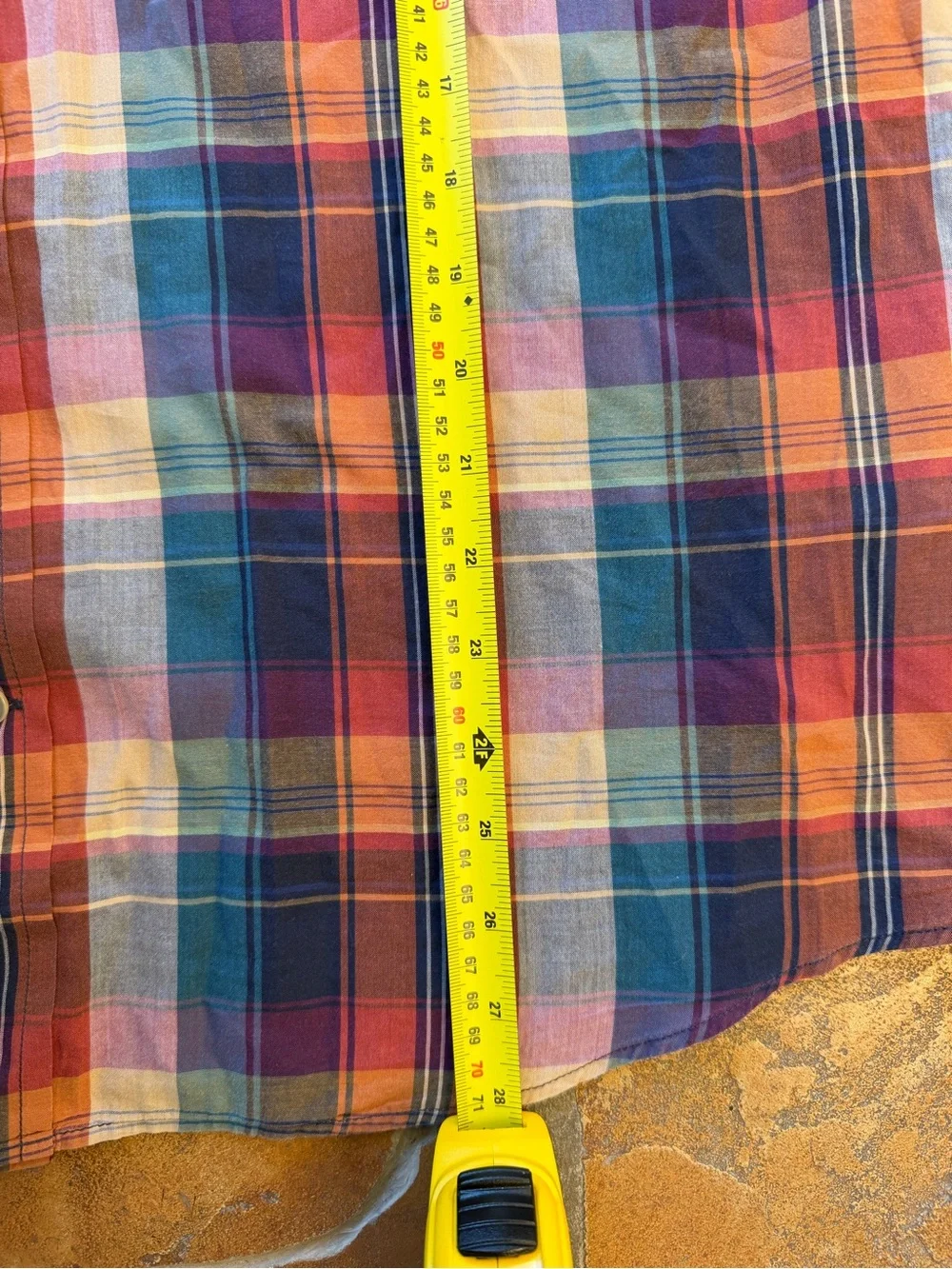 Banana Republic Slim Untucked Fit Plaid Button-Up Cotton Fall Colors- L